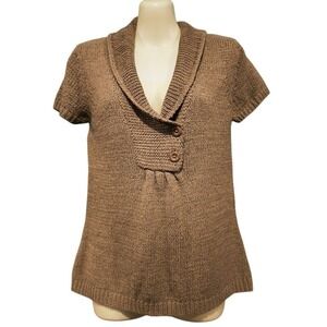 August Silk Cap Sleeve Summer Sweater, Beige, Size S